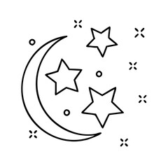 starry night icon, starry night line art - simple line art of starry night, perfect for starry night logos and icons