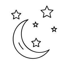 starry night icon, starry night line art - simple line art of starry night, perfect for starry night logos and icons