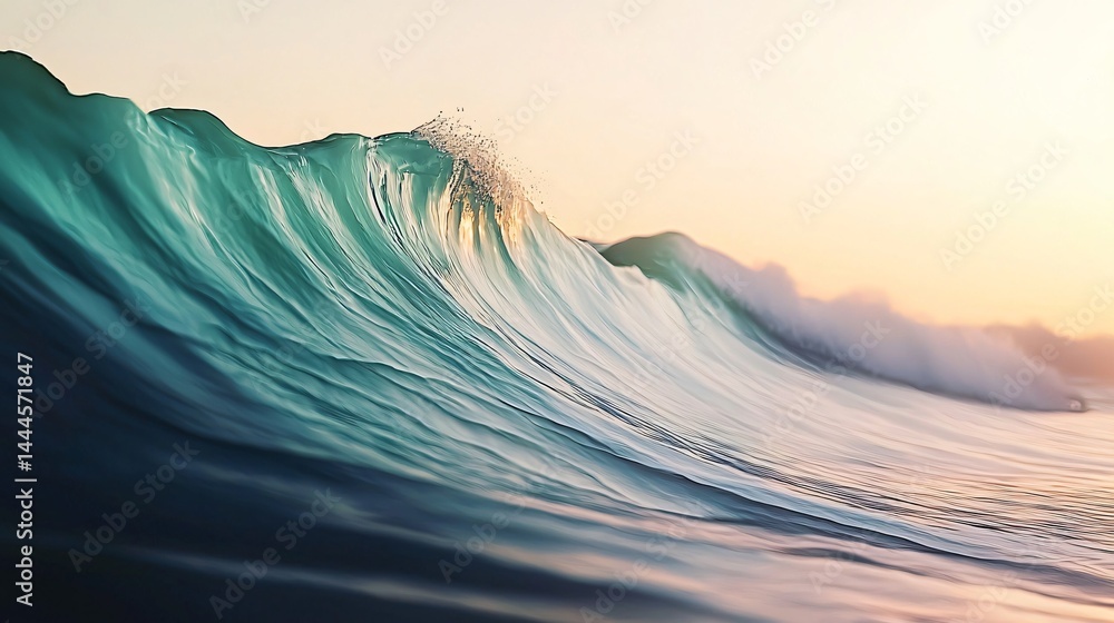 Poster surreal wave in the ocean captured with phosphorescent glow creating a dreamlike atmosphere enhanced