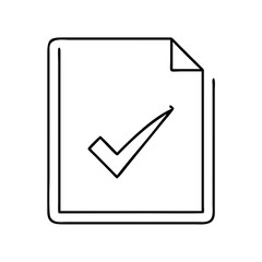 tick mark on paper icon, tick mark on paper line art - simple line art of tick mark on paper, perfect for tick mark on paper logos and icons