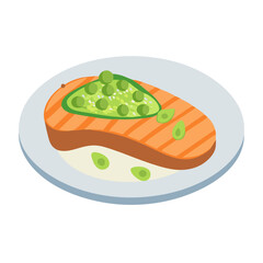  Illustration of Salmon with Avocado Salsa