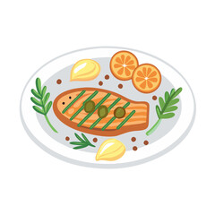  Illustration of Salmon with Dill and Capers