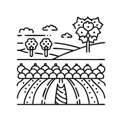 vineyard icon, vineyard line art - simple line art of vineyard, perfect for vineyard logos and icons