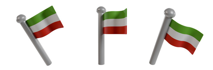 3d render of italian flag pole and waving flag. independence day illustration and banner or flyer decoration