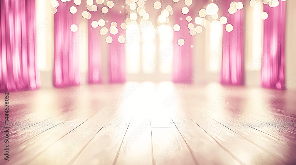 Poster cozy room with polished wooden floor and soft shimmering lights creating an inviting and warm atmosp