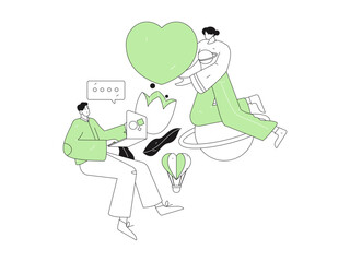 Happy Valentine's Day flat character vector concept business hand drawn illustration
