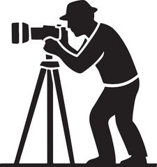 A professional photographer's silhouette with a camera on a tripod captures a photo