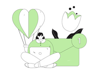 Happy Valentine's Day flat character vector concept business hand drawn illustration
