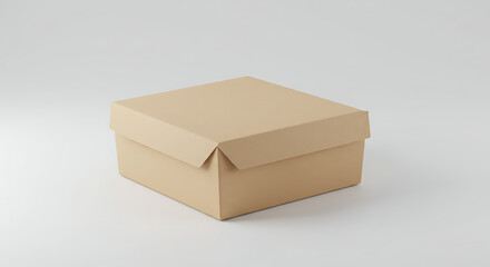Square Cardboard Box with Lid, Minimalist Packaging Mockup