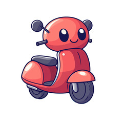 Cute cartoon scooter with a happy face design
