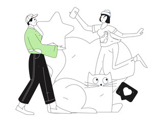 Happy Valentine's Day flat character vector concept business hand drawn illustration
