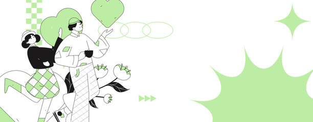 Happy Valentine's Day flat character vector concept business hand drawn illustration
