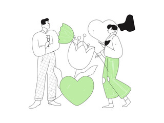 Happy Valentine's Day flat character vector concept business hand drawn illustration
