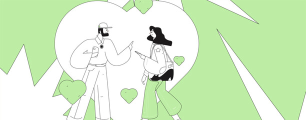 Happy Valentine's Day flat character vector concept business hand drawn illustration
