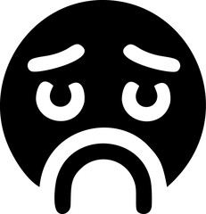 Sad Emoji Icon, Black and White