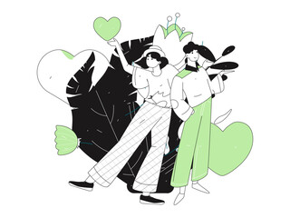 Happy Valentine's Day flat character vector concept business hand drawn illustration
