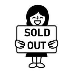 Sold out illustration in hand drawn style illustration 

