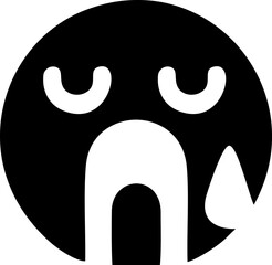 Sad Emoji Icon with Teardrop, Black and White Vector Graphic