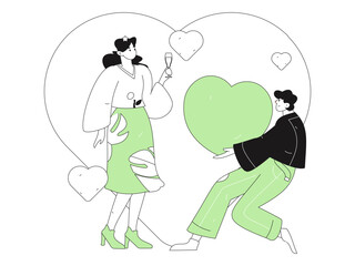 Happy Valentine's Day flat character vector concept business hand drawn illustration
