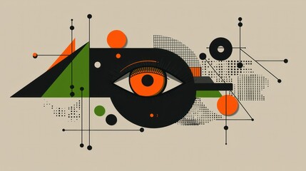 Obraz premium Abstract Illustration Depicting An Eye Among Geometric Shapes