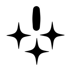 Abstract Sparkling Design with Three Black Stars and a Vertical Oval Shape