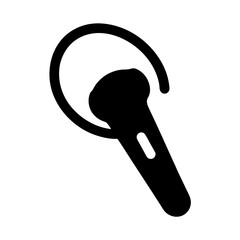 A Black and White Illustration of a Single Bluetooth Earpiece