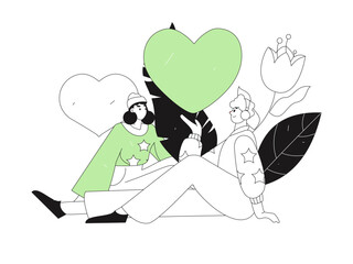 Happy Valentine's Day flat character vector concept business hand drawn illustration
