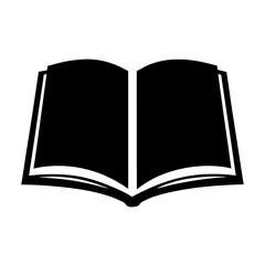 Open Book Icon Simple Black and White Book Illustration Reading Literature Knowledge Education