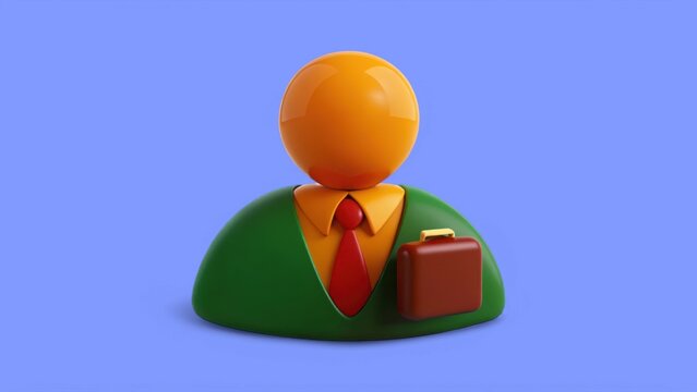 3D illustration of economic risk and trade concept. Abstract professional icon with briefcase on blue background