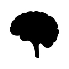 Black Silhouette of a Human Brain Anatomy Illustration