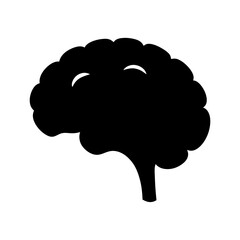 Human Brain Silhouette Icon Black and White Simple Graphic Design