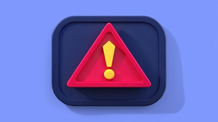 3D illustration of economic risk and trade concept. Warning sign with exclamation mark on blue background.