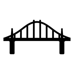 Black and White Silhouette of an Arch Bridge with Vertical Supports