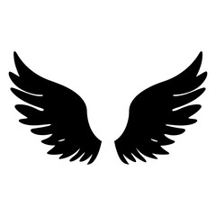 Pair of Black Wings Isolated on White Background Simple Wing Design Graphic Element for Logo Branding Symbol