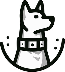  Guard Dog Logo with Collar – Black and White Vector Illustration for Security and Protection Services