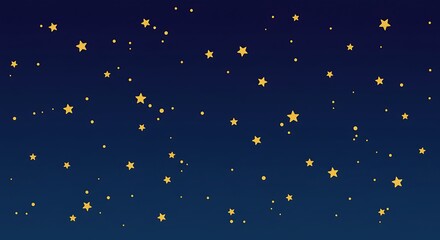 Fototapeta premium Golden Stars Shining in the Night Sky Illustration