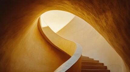 Obraz premium The swirling architecture presents a warm light staircase design