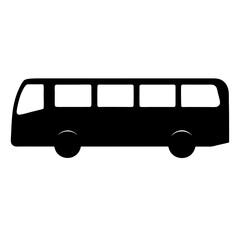 Simple Black Silhouette of a Public Transportation Bus Icon Graphic Image