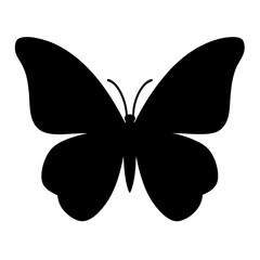Simple Black Butterfly Silhouette Vector Graphic Image