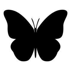 A Simple Black Silhouette of a Butterfly on White Background