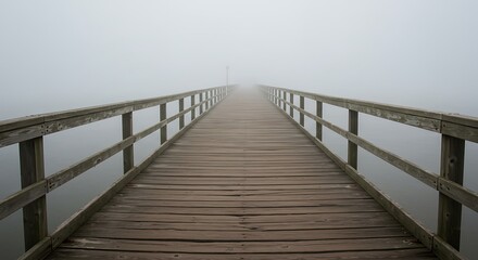 Obraz premium the old pier in the fog