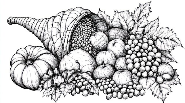 Thanksgiving cornucopia illustration