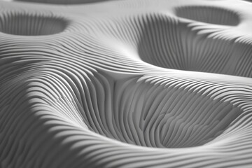 Abstract close-up of textured white surface with flowing lines and patterns, evoking depth