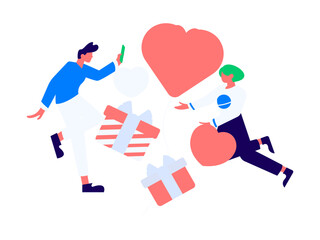 Happy Valentine's Day flat character vector concept business hand drawn illustration
