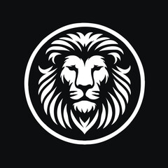 lion head logo vector, A Lion head logo in black and white