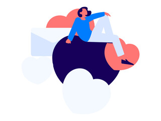 Happy Valentine's Day flat character vector concept business hand drawn illustration
