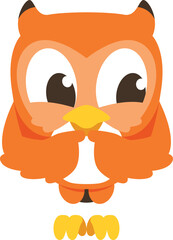 simple cartoon cute owl character is blushing with a pose playing with both fingers