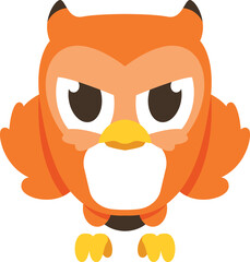simple cartoon cute owl character is angry with both hands on the waist