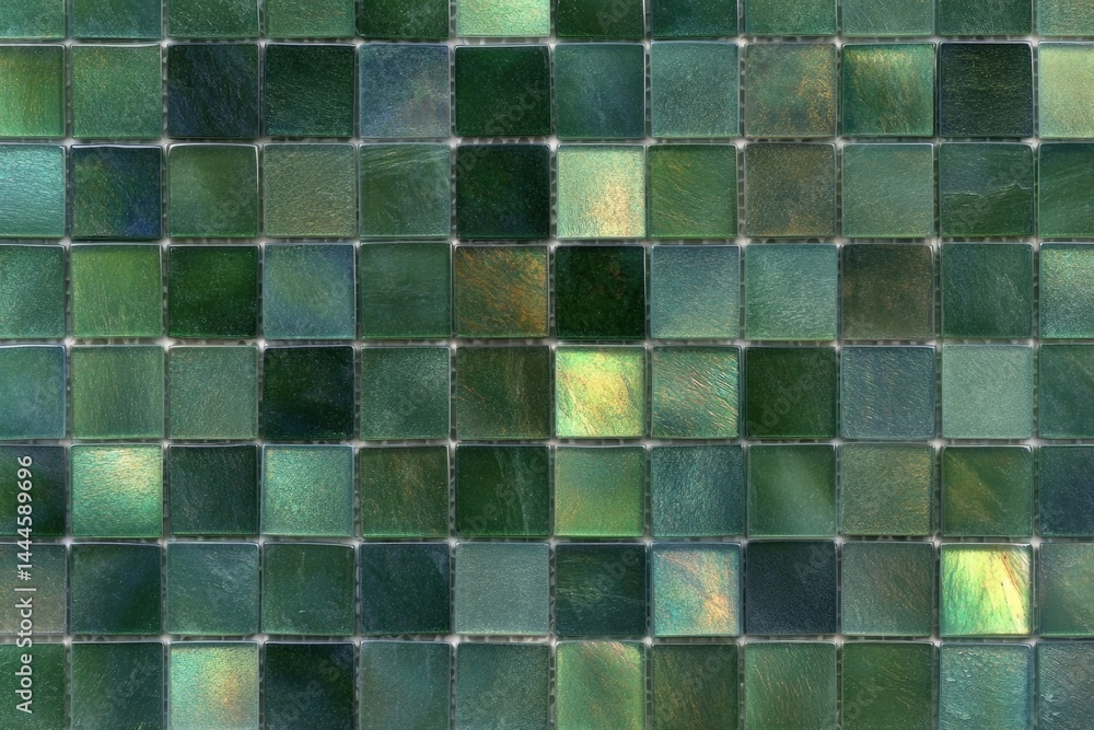 Aufkleber mosaic tiles showcase an array of green shades, creating calming