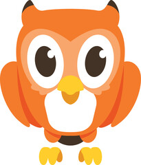 simple cartoon cute owl character with standing pose facing forward